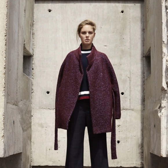 Cop. Copine “Yakitori” Wrap Coat In Aubergin Size 36 New Without Tags! - Picture 3 of 12